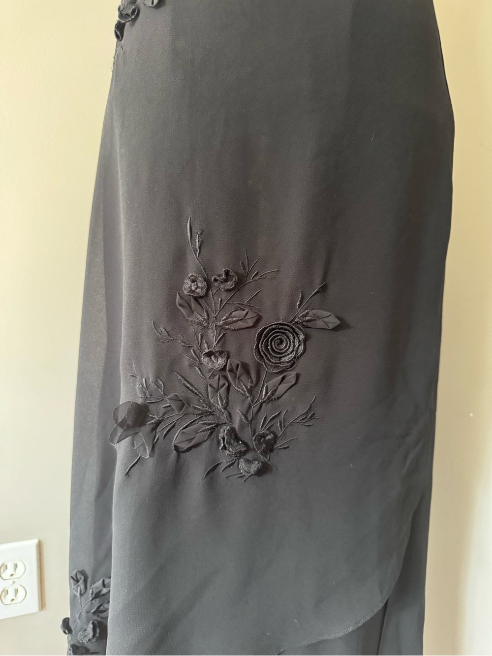 Y2K Jessica Asymmetrical Layered Skirted Wide Leg Trousers Floral Embroidery - Picture 5 of 10